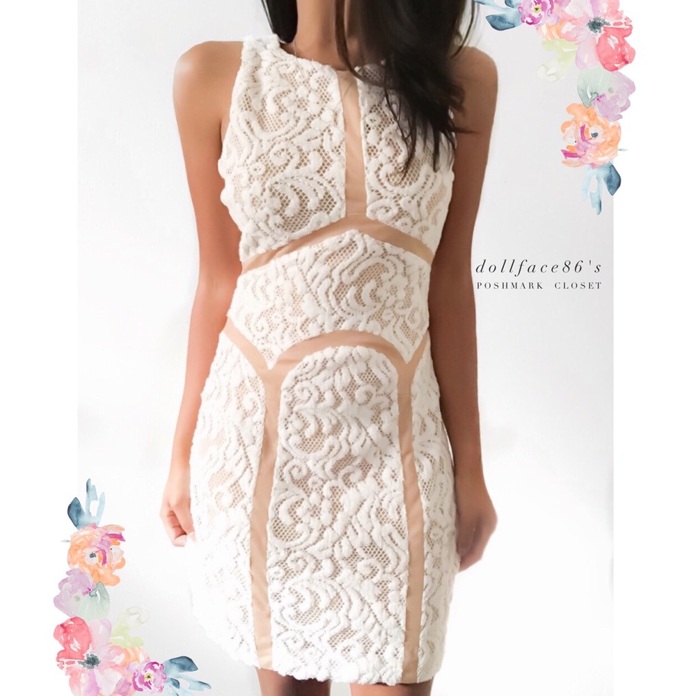 Ark & Co. White Lace & Nude Dress